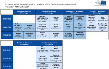 Calendrier des auditions des commissaires européens